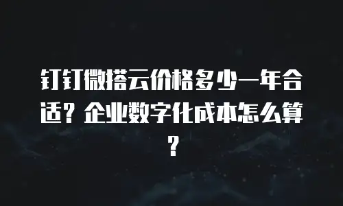 钉钉微搭云价格多少一年合适？企业数字化成本怎么算？