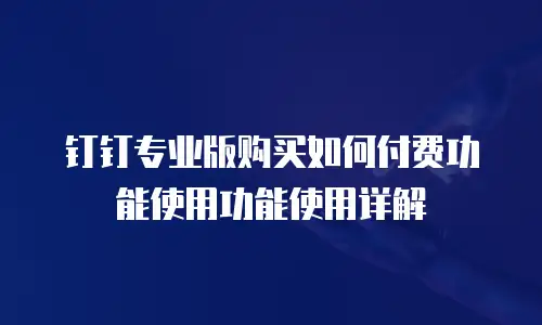 钉钉专业版购买如何付费功能使用功能使用详解