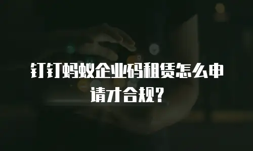 钉钉蚂蚁企业码租赁怎么申请才合规？