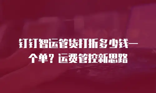 钉钉智运管货打折多少钱一个单？运费管控新思路