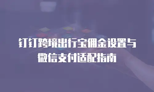 钉钉跨境出行宝佣金设置与微信支付适配指南