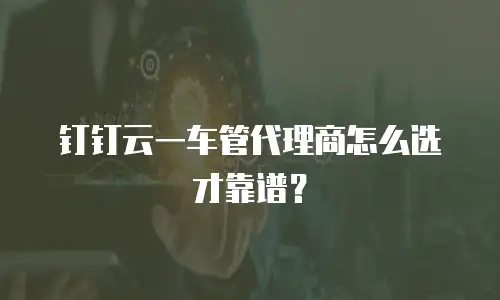 钉钉云一车管代理商怎么选才靠谱？