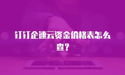 钉钉企速云资金价格表怎么查？