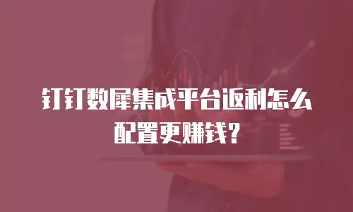 钉钉数犀集成平台返利怎么配置更赚钱？