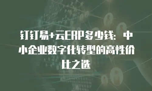 钉钉易+云ERP多少钱：中小企业数字化转型的高性价比之选