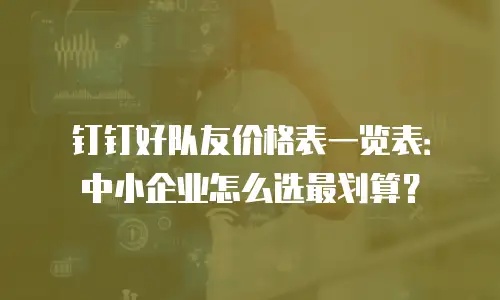 钉钉好队友价格表一览表：中小企业怎么选最划算？