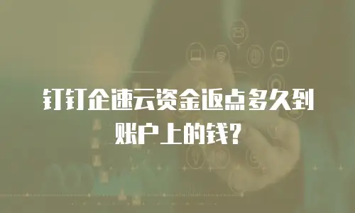 钉钉企速云资金返点多久到账户上的钱？