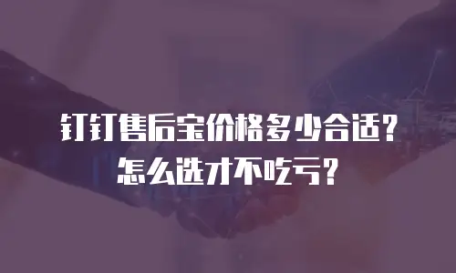 钉钉售后宝价格多少合适？怎么选才不吃亏？