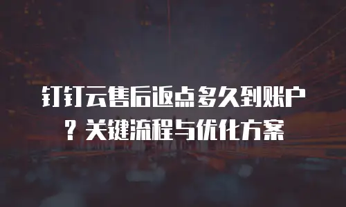 钉钉云售后返点多久到账户？关键流程与优化方案