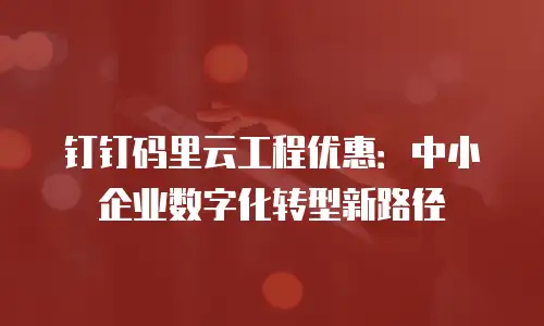 钉钉码里云工程优惠：中小企业数字化转型新路径