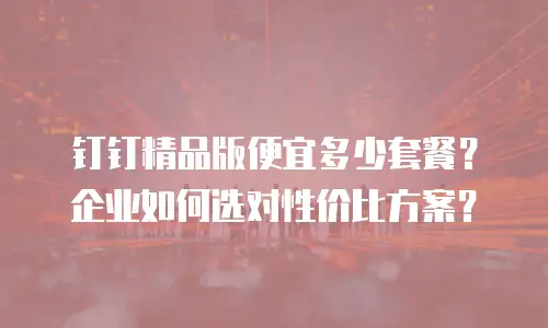 钉钉精品版便宜多少套餐？企业如何选对性价比方案？