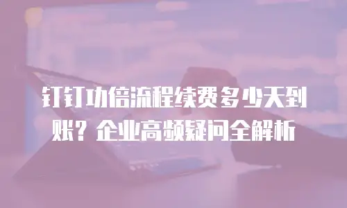 钉钉功倍流程续费多少天到账？企业高频疑问全解析
