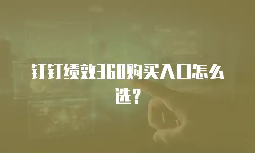 钉钉绩效360购买入口怎么选？