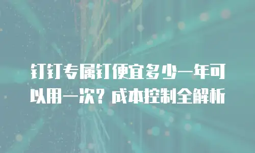 钉钉专属钉便宜多少一年可以用一次？成本控制全解析