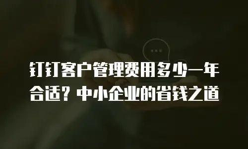 钉钉客户管理费用多少一年合适？中小企业的省钱之道