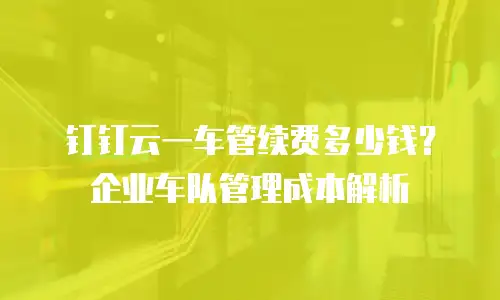 钉钉云一车管续费多少钱？企业车队管理成本解析