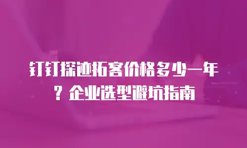 钉钉探迹拓客价格多少一年？企业选型避坑指南