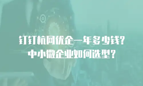 钉钉杭网优企一年多少钱？中小微企业如何选型？