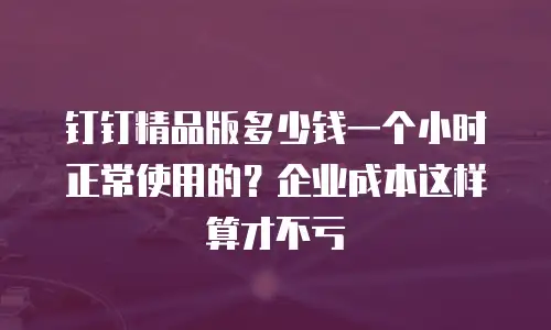 钉钉精品版多少钱一个小时正常使用的？企业成本这样算才不亏