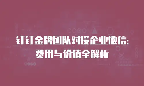 钉钉金牌团队对接企业微信：费用与价值全解析