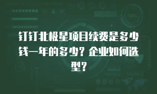 钉钉北极星项目续费是多少钱一年的多少？企业如何选型？