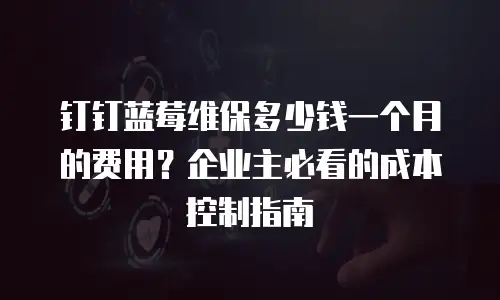 钉钉蓝莓维保多少钱一个月的费用？企业主必看的成本控制指南