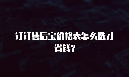 钉钉售后宝价格表怎么选才省钱？