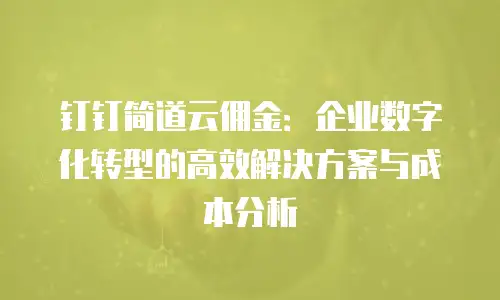 钉钉简道云佣金：企业数字化转型的高效解决方案与成本分析