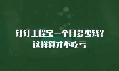 钉钉工程宝一个月多少钱？这样算才不吃亏