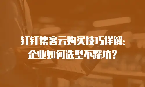 钉钉集客云购买技巧详解：企业如何选型不踩坑？