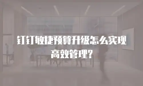 钉钉敏捷预算升级怎么实现高效管理？