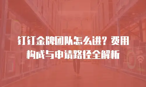 钉钉金牌团队怎么进？费用构成与申请路径全解析