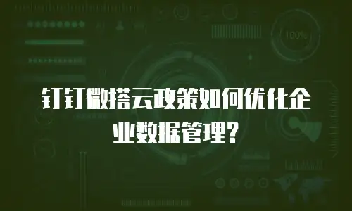 钉钉微搭云政策如何优化企业数据管理？
