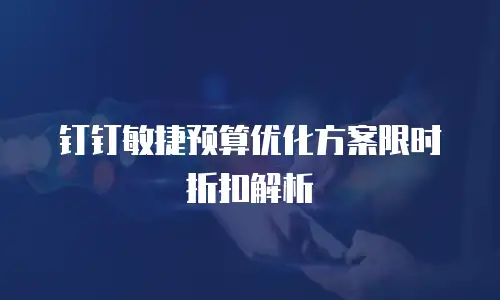 钉钉敏捷预算优化方案限时折扣解析