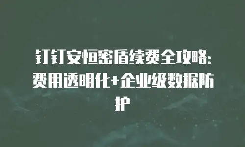 钉钉安恒密盾续费全攻略：费用透明化+企业级数据防护