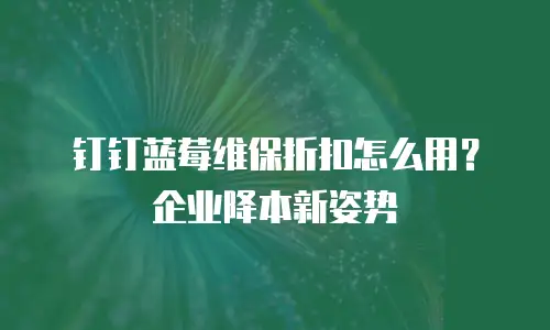 钉钉蓝莓维保折扣怎么用？企业降本新姿势