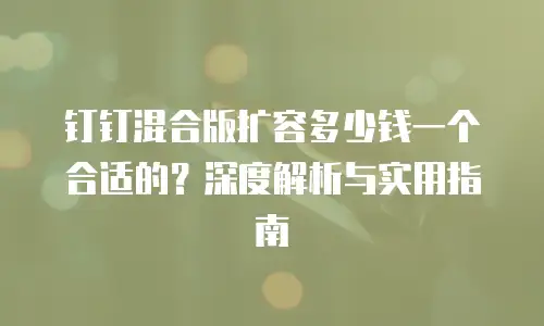 钉钉混合版扩容多少钱一个合适的？深度解析与实用指南