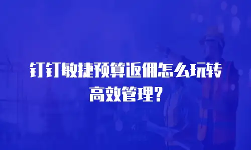 钉钉敏捷预算返佣怎么玩转高效管理？