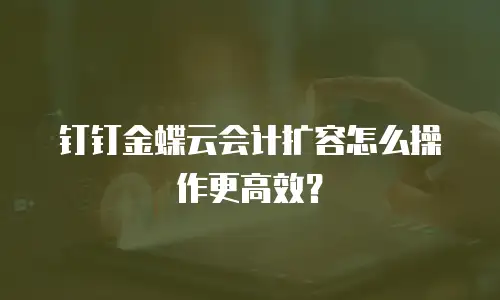 钉钉金蝶云会计扩容怎么操作更高效？
