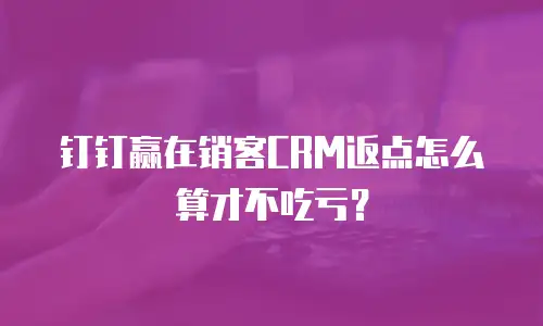 钉钉赢在销客CRM返点怎么算才不吃亏？
