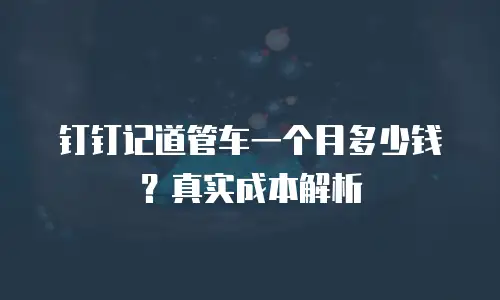 钉钉记道管车一个月多少钱？真实成本解析