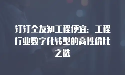 钉钉仝友知工程便宜：工程行业数字化转型的高性价比之选