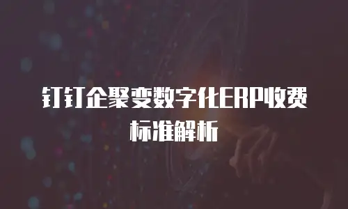 钉钉企聚变数字化ERP收费标准解析