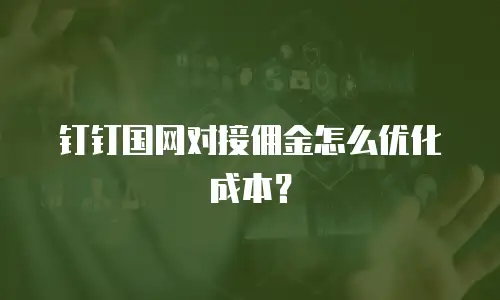 钉钉国网对接佣金怎么优化成本？