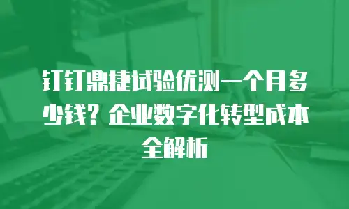 钉钉鼎捷试验优测一个月多少钱？企业数字化转型成本全解析