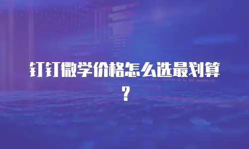 钉钉微学价格怎么选最划算？
