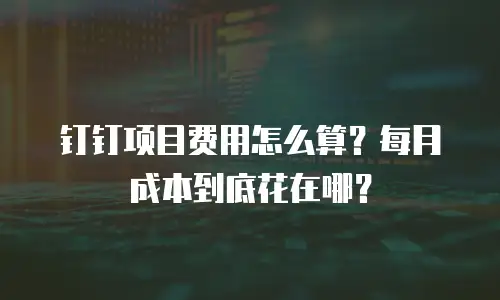 钉钉项目费用怎么算？每月成本到底花在哪？