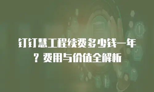 钉钉慧工程续费多少钱一年？费用与价值全解析