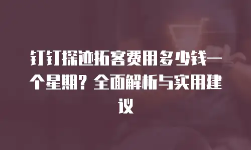 钉钉探迹拓客费用多少钱一个星期？全面解析与实用建议
