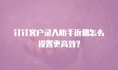 钉钉客户录入助手返佣怎么设置更高效？
